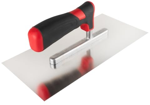 Glättekelle Rostfrei, Profi Edelstahl Glättkelle, Trockenbau Werkzeug - Glättscheibe Traufel, Ergonomisch Griff 270 x 130 mm