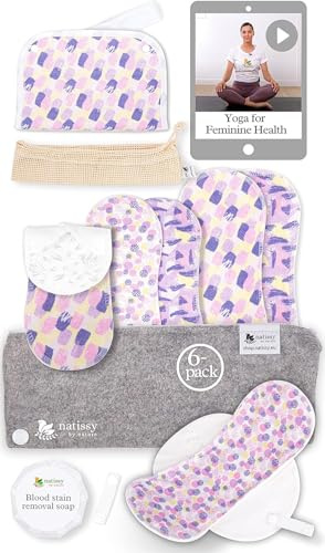 High-Absorbency Reusable Incontinence Pads for Women’s Bladder Control (6-Pack, L & XL) – Leak-Proof & Odour-Free Sanitary Cloth Pads – High Temp Washable, Non-Slip Organic Cotton & Gentle on Skin