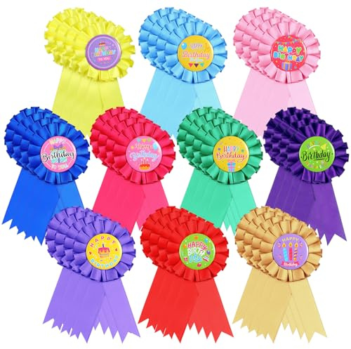 Motiskyy 40 Happy Birthday Pin 2.95 x 6.3 Inches Its My Birthday Ribbon Badge Bulk Stylish Multicolor Happy Award Ribbon for Self Gifting