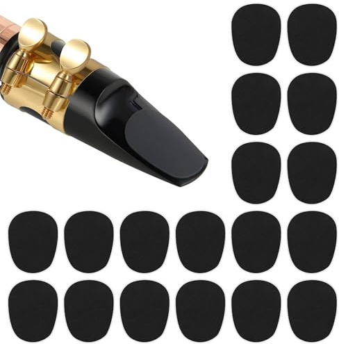 Henyall 32Pcs Saxophone Mouthpiece Cushions (0.8mm) - Professional Replacement Pads for Alto/Tenor Saxophone & Clarinet - Food Grade Silicone Mouthpiece Patches for Beginners & Musicians (Black)