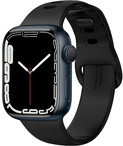Spigen Silicone Fit Armband Entwickelt für Apple Watch Ultra 2/1 49mm, Serie 10 46mm und Serie 9/8/7/6/5/4/SE 45mm,44mm - Schwarz