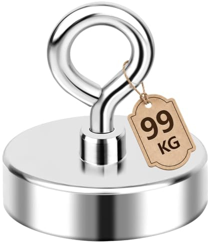 FINDMAG 90kg Pulling Strong Fishing Magnet for Retrieving in River (D45) | Neodymium Fishing Magnet, Perfect for Salvage in River, Stud Finder in Grass & Lakes & Outdoors