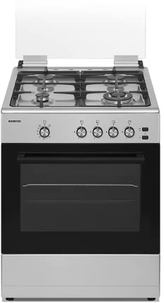 INFINITON Cocina de gas CC61EHX - Ancho 60cm, 4 Zonas, Inox, Quemadores con seguridad FFSD, compatible gas Natural y Butano