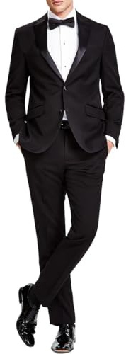 Kenneth Cole Reaction Mens Performance Fabric Tuxedo, Formal Suit for Black Tie, Black, 38 US