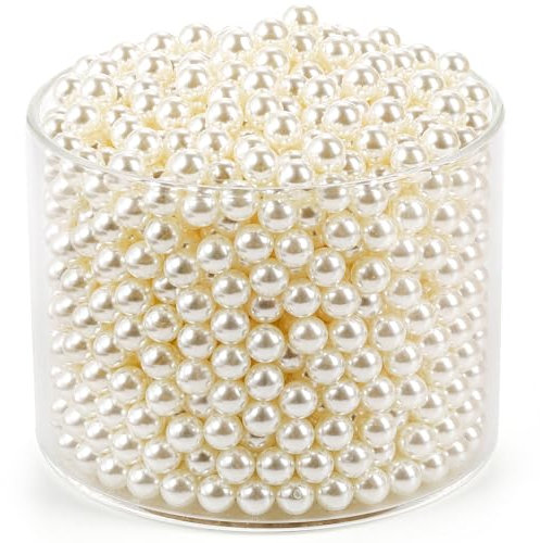 Okllen 2000 Pcs Art Faux Pearls, 8mm Undrilled Pearls, Ivory Polished Beads Loose Pearls for Crafts, Jewelry Making, Vase Fillers, Table Scatter, Wedding, Home Decoration, No Hole