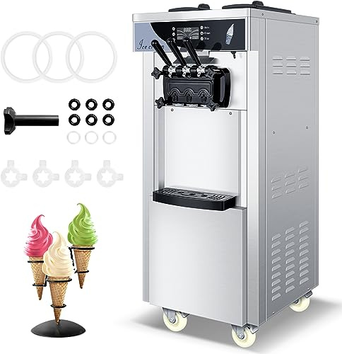 Gelatiera Professionale Soft Serve con compressore autorefrigerante, Preparazione in 15min, 1800W, autoportante, Acciaio Inox, 6L x 2