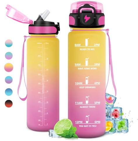 1L vattenflaska för vuxna, cykling, resor, sport, vattenflaska med tidsmarkör, vattenflaska för vuxna, cykling, resor, sport, skola