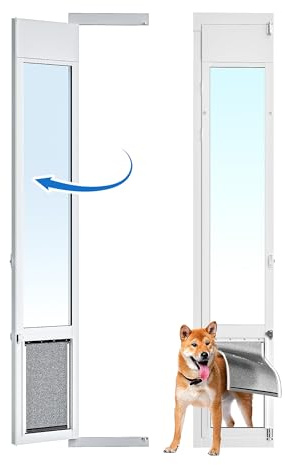 Large Dog Door for Sliding Glass Door,Openable Pet Door for Sliding Glass Doors，All-Metal Framed & Panel & Lock,Adjustable 75 7/8 to 81 Slider Height -Large