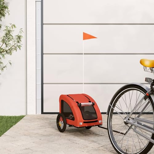 Sufrk Rimorchio per Animali da Bici Arancione, Ferro e Tessuto Oxford, Rimorchio per Cani in Bicicletta