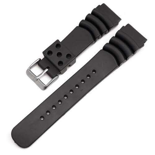 Lämplig för Casio gummirem konvex 20 22mm lämplig för Seiko lämplig för Submariner klocka vattentät silikon sportrem herr,Svart Svart spänne,22MM