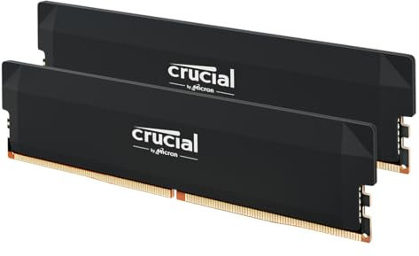Crucial Pro DDR5 RAM 32GB Kit (2x16GB) 6400MHz CL38, Overclocking Gaming, Intel XMP 3.0 / AMD Expo, PC Computer Arbeitsspeicher, Schwarz - CP2K16G64C38U5B
