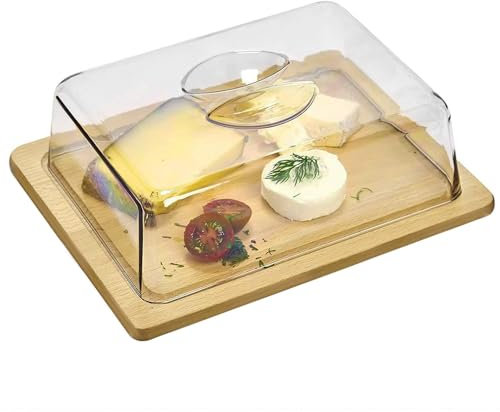 Paluplus Tagliere Rettangolare in Legno di bambù con Coperchio, Misura 24x18,5x8,5 cm, Vassoio con Maniglia, Piatto da servita per Formaggi, Salumi, Snack, Aperitivo -5998F