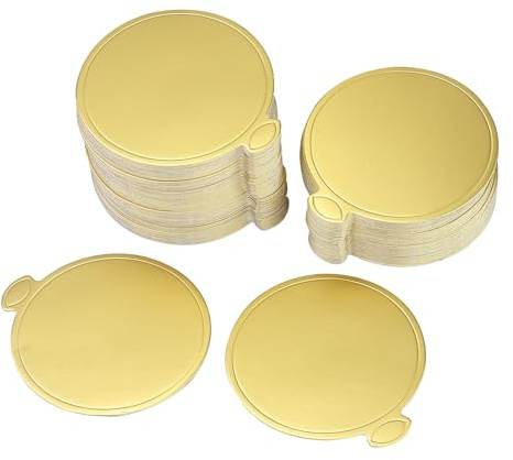 110 stycken minikakbräda, 9 cm kakplattor, mousse tårta bräda guldpapper, kakfat rund engångs kaka bräda, kakunderlägg dessert display för bröllop födelsedag tårta bakverk dekoration