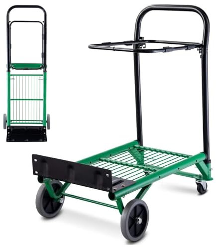 HOMFME Folding Hand Truck, Heavy Duty Sack Truck with Adjustable Height, 4 Wheels, Portable Hand Trolley Platform Trucks Shopping Trolley Cart for Home Warehouse Garden, 90kg Load Capacity