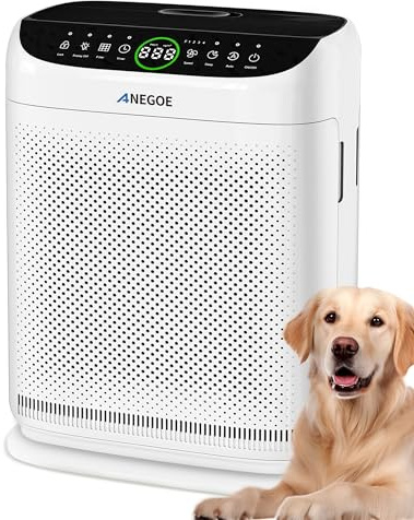 Air Purifiers for Home Large Room Up to 2500 Ft² With Double Air Intake,Washable Pre-Filters, AnEgoe Pet Air Purifier for Bedroom With Remote Control,HEPA Air Cleaner for Dust, Pets,White