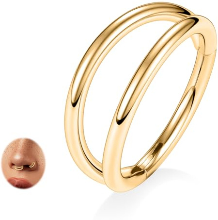 AROWRO Piercing doble para la nariz, G23, titanio, para el tabique, hélix, daith, rook, tragus, cartílago, nariz, 20 g, 18 g, 16 g