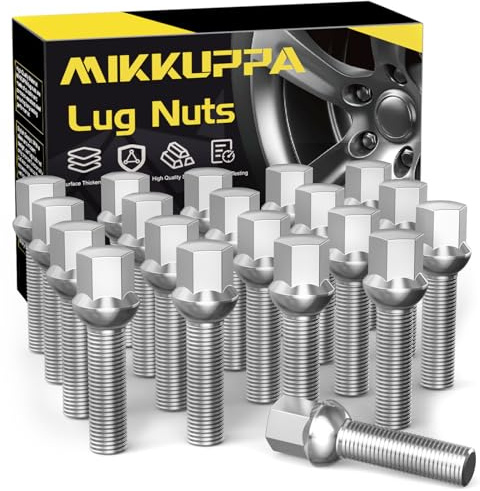20 stycken MIKKUPPA hjulskruvar hjulbultar M14 x 1,5 – skaftlängd: 45 mm | Kulkrage R13, krom silver