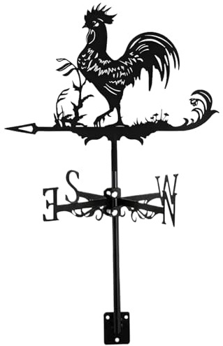 Girouette en Fer en Forme de Coq, Support de Toit, décor Jardin Poulet Rustique extérieur pour Hangar, Cour, Patio, scène