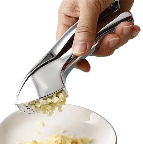 Spremiaglio tritatutto per aglio | Utensile da cucina antiruggine con presa ergonomica - Macinatore d'aglio facile da spremere, per preparare pasti, cucina, casa, ristorante, campeggio, pic-nic mela