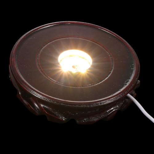TOYANDONA Base de Luz LED de Madera Sintética Color Café Carga Usb, Soporte Creativo y Romántico para Bolas de Cristal en Casa, Ilumina y Realza la Belleza Nocturna
