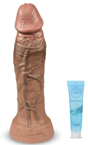 9.8'' Huge Black Dildo with No Balls, Realistic Dildo with Strong Suction Cup, G-Spot Dildo for Anal Play, Dual Density Silicone Dildos Giant Butt Plug Big Dildo Anal Toy Adult Sex Toys for Men