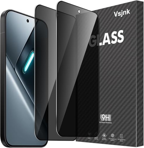 Vsjnk Anti-spyning, insynsskydd kompatibel med Xiaomi Poco X8 Pro/F8 Pro med 2 stycken integritetsskydd, härdat glasfolie med fingeravtryck, ID, kompatibel, 9H skärmskydd mot repor, för Poco X8 Pro