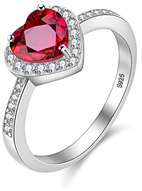 Uloveido Womens Solitaire Engagement Eternity Ring with Red Heart Love Knot Natural Garnet - Unique Sterling Silver Bridal Jewellery (size Q) CJ007-8