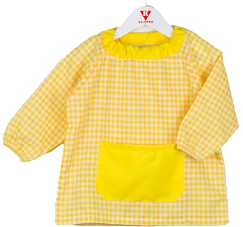 KLOTTZ 4791-PONCHO-AMARILLO-2 - Babi poncho sin botones guardería. Bata escolar cómoda de vestir perfecta para comedores y colegios. bebé-niños color: AMARILLO talla: 2