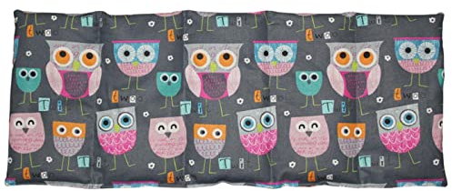 Franzis Nähstube 50x20cm Traubenkernkissen Eule grau in 100% Baumwolle I Körnerkissen Traubenkern 50x20 für Mikrowelle I Wärmekissen, Traubenkernkissen, Nackenwärmekissen