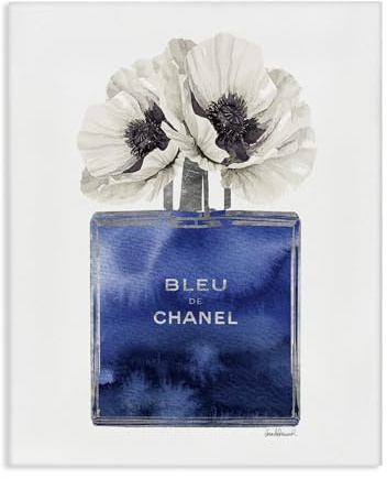 Stupell Industries Fashioner Perfume Flower Blue Watercolor, Design by Artist Amanda Greenwood Wall Art, 16 x 20, Canvas
