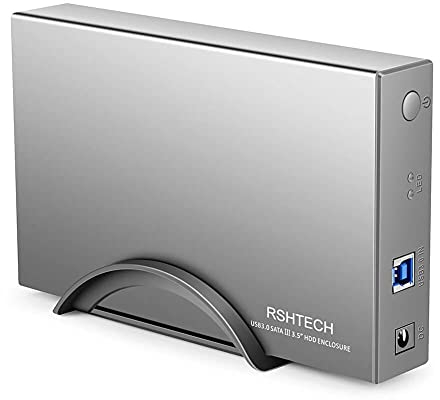 RSHTECH Hard Drive Enclosure USB 3.0 to SATA External Hard Drive Caddy for 3.5 inch SATA I/II/III HDD SSD up to 16TB Drives,Support UASP & Automatic Sleep Function (Silver)
