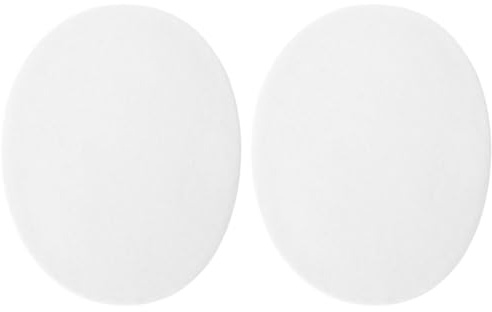 celloexpress White Faux Suede Elbow Patches Iron-On (2 Pairs) | 140mm x 110mm Oval Patch for Knees Repair Jacket Jumper DIY Clothing