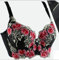Thick Padded Add 2 Cups Bra Women Push-up Brassiere Deep V Lace Underwire Bras D (40D,Black)