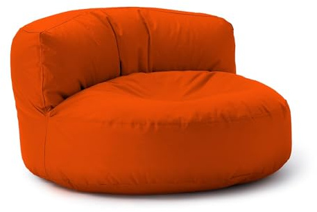Lumaland Sitzsack Lounge | Sofa-Sitzsack 90 x 50 cm mit Rückenlehne | Indoor & Outdoor Beanbag | Wasserabweisend & Robust | Mit anpassungsfähiger EPS-Füllung | Waschbarer Bezug [Orange]