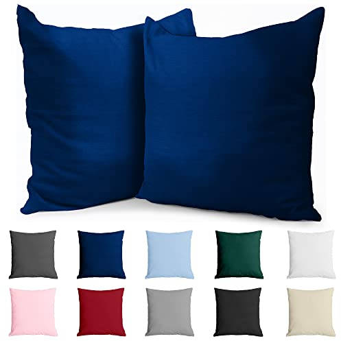 Kissenbezug 80x80 Baumwolle Renforcé (2er-Set) - Dunkelblau - Dicht gewebt mit 57 Fäden/cm² - Kissenbezug 80x80 cm - Oeko Tex Zertifiziert - Dreamzie