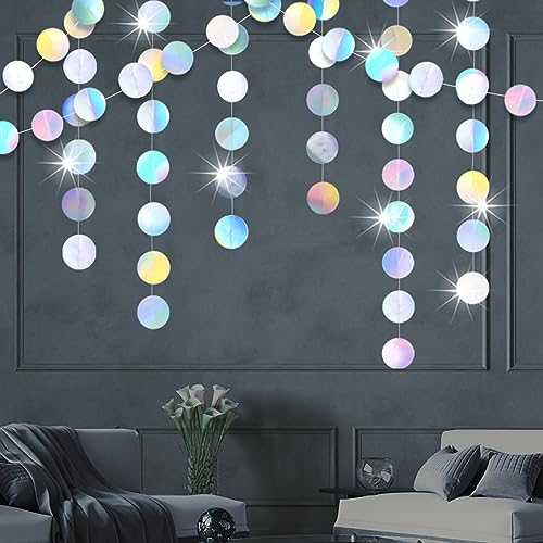 2 Stück 4m Runde Girlande, Papier Girlande Glitzer Kreis Banner, Runde Papier Girlande Bunt, Hängende Party Dekorationen für Geburtstag Baby Dusche Weihnachten Hochzeit, Deko Karneval