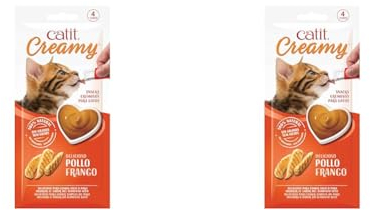 Catit Creamy Leckerei für Katzen 4 er- Pack Huhn (Packung mit 2)