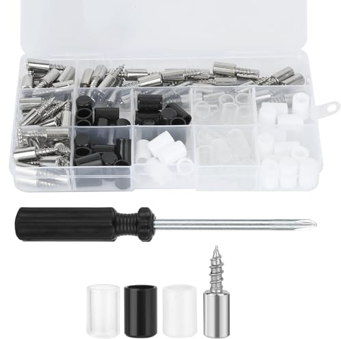 RAFIYU 60 Stücke Regalbodenträger Bodenträger mit 60 Gummischutz Abdeckung und 1 Schraubendreher, Selbstschneidende Integrierte Schraubenlaminathalterung, Regalbretthalter für Schränke, Möbel