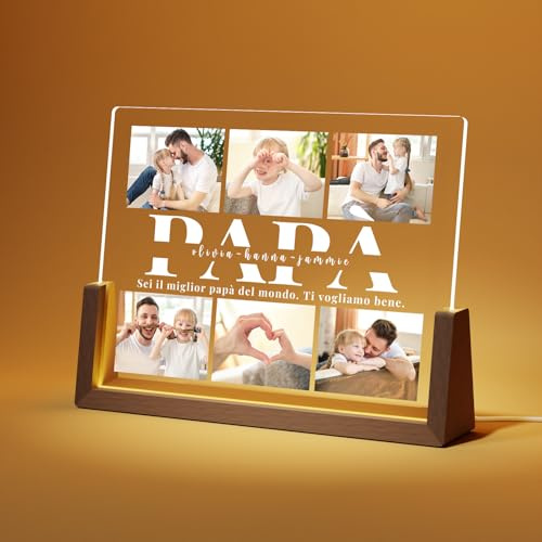 LUCKOR Cornice Festa del Papà Personalizzato - Idee Regalo Papà Compleanno - Regali Festa del Papà Personalizzati - Portafoto Festa del Papà - Regalo Papa Natale - Regali Festa del Papà Originali
