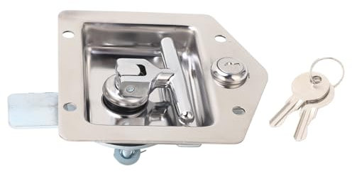 Yuecoom Kastenschlösser, Edelstahl T-förmiger Griff Riegelschloss Unterputzschloss mit 2 Schlüsseln für Autotürschränke