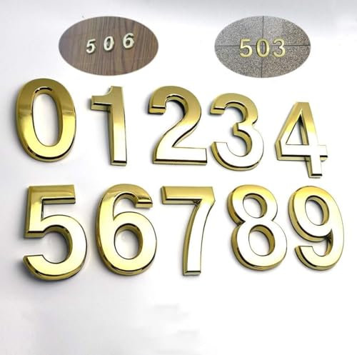 10 Pcs 2Inch House Numbers Mailbox Numbers Self-Adhesive 3D Door Number Address Numbers Stickers 0 to 9 (Gold)