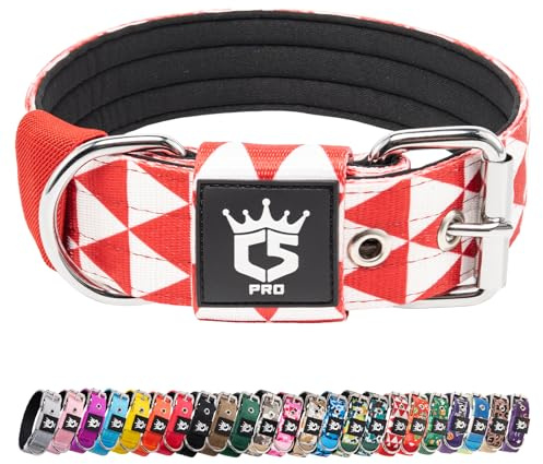 TSPRO Collier Tactique pour Chien avec Boucle en Métal, Collier Réglable pour Chien, Largeur 3,8 cm, Résistant et Confortable pour Les Chiens de Taille Moyenne à Grande (Géométrique M)
