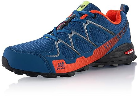 Fusskleidung® Damen Herren Wanderschuhe atmungsaktive Trail Running Trekkingschuhe Blau Orange EU 42