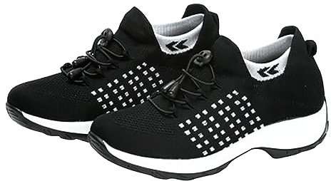 Altenpflege Schuhe Damen 44 Schuhe Große Größe Schuhe Damen Plateau Jigger Schuhe Damen Schuhe Winterstiefel Gefüttert (Black, 42)