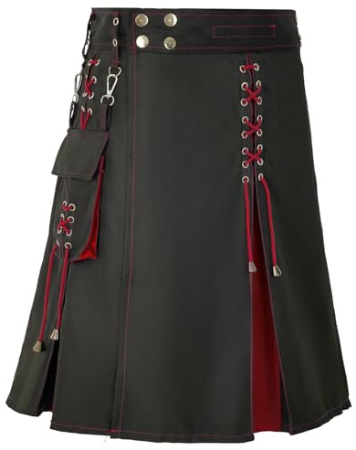 Usthirit Kilt for Men Scottish Traditional Modern Men's kilt (Z3711RD, 5XL)