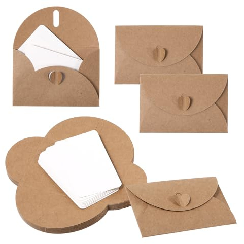 25 piezas de sobres mini 10,5 x 7 cm con cierre en forma de corazón - Juego de tarjetas y sobres de papel para regalo, negocios, felicitaciones, bodas