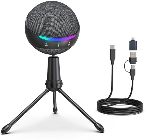 zealsound Micro PC,RGB Micro Gaming pour PC iPhone, Android, Ordinateur, Portable,PS5,Suppression Active du Bruit, Touche Mute, Contrôle Echo/RVB/Volume, pour Podcasts, ASMR, Jeux, Zoom, Youtube