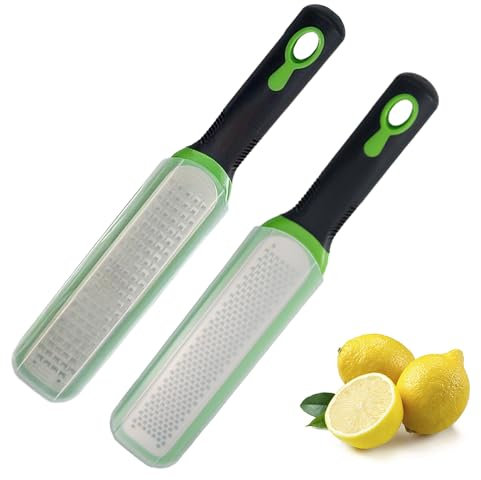 2 Pièces Zesteur, Zesteur Agrumes, Avec Couvercle De Protection, Nettoyable Au Lave-Vaisselle, Poignée Antidérapante, Pour Citron, Fromage, Parmesan, Gingembre, Chocolat (Fines Et Grosses)