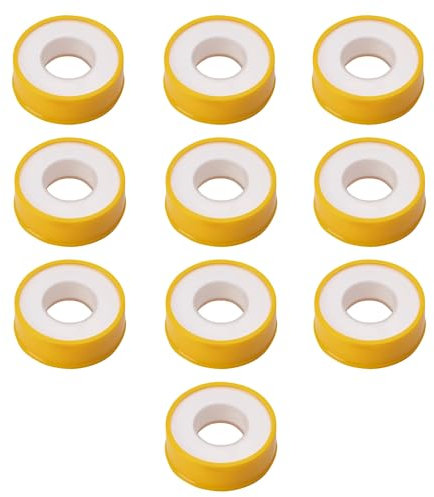 Mewtush 10 PCS Rouleaux de Ruban d'Étanchéité en Téflon, 12mm x 12m, Ruban de Plombier Idéal pour Tuyaux et Raccords, Haute Étanchéité et Résistance aux Températures et Anti Fuites