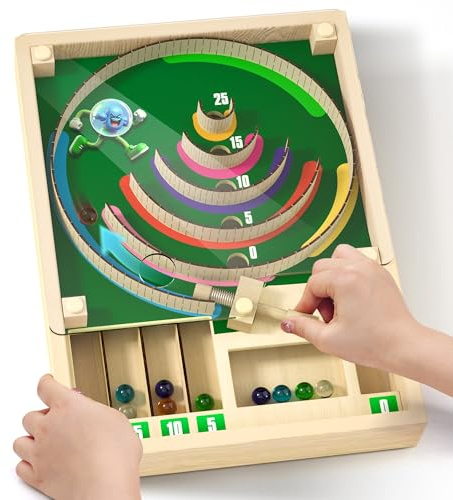 Uping Giochi da Tavolo Giochi di Societa per Bambini Adulti, Gioco di Abilità con Biglie e Punteggio in Legno Regalo Bambini 6 Anni in su e Adulti